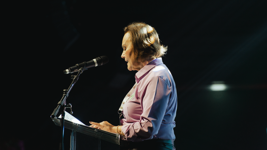 Maria Beatriz Orso, presidente da Comissão Feminina, em discurso no 13º Encontro de Produtoras Rurais